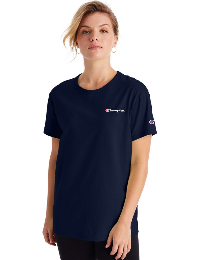 Camiseta Champion Mujer - Boyfriend Script Logo ( Azul Marino ) 5094638-SN